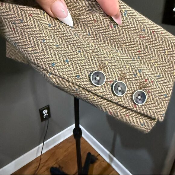 Cabi Penny Brown Herringbone Collarless Blazer Jacket #3170 - Picture 9 of 12